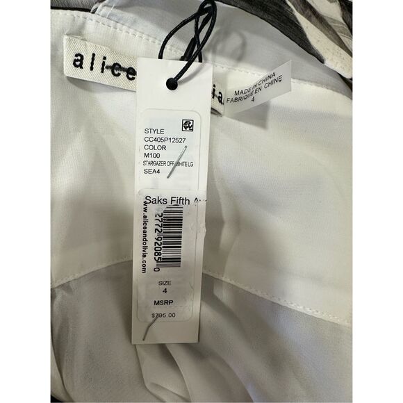 NWT ALICE + OLIVIA HOLLY LOW NECK ASYMMETRIC RUFFLED MAXI DRESS SIZE 4 $795 - Picture 9 of 9